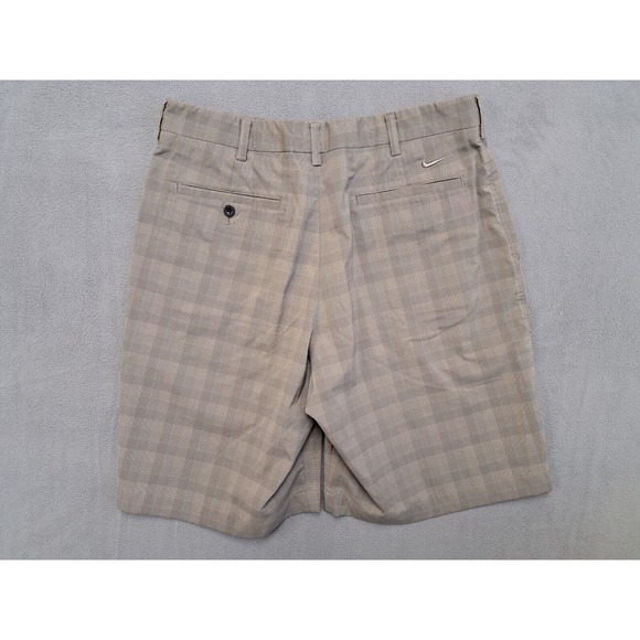 Nike Golf Shorts Dri Fit Size 33 Khaki Brown Plaid Chino Size Medium 33 - Picture 3 of 3